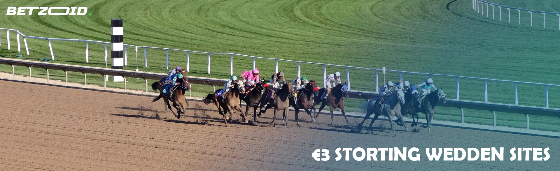 Jockeys op paarden tijdens een race.