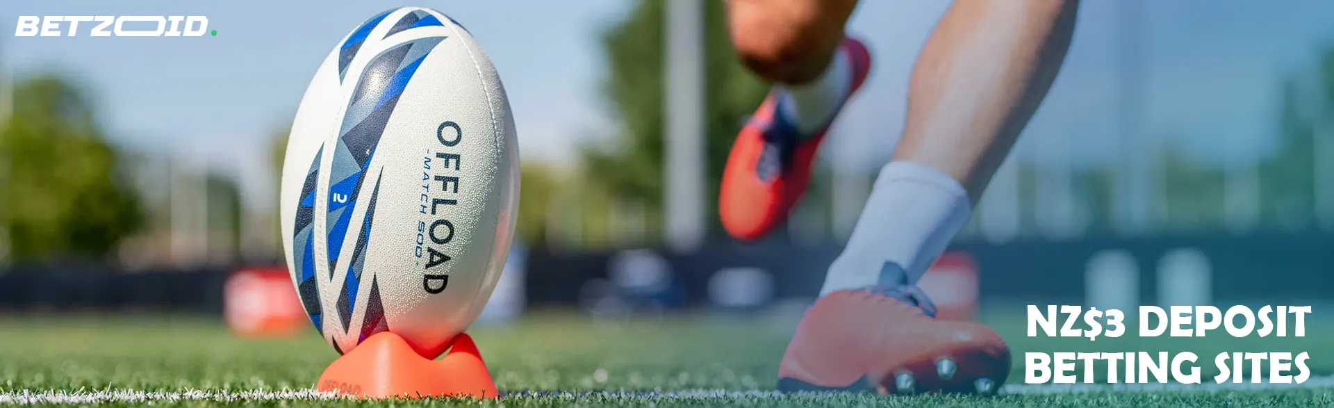 Rugby ball on the stand before kick.