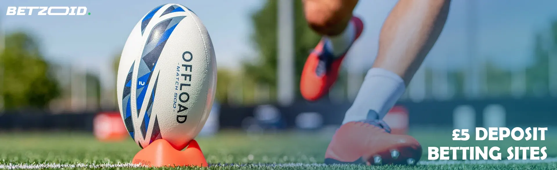 The player prepares to hit the rugby ball.