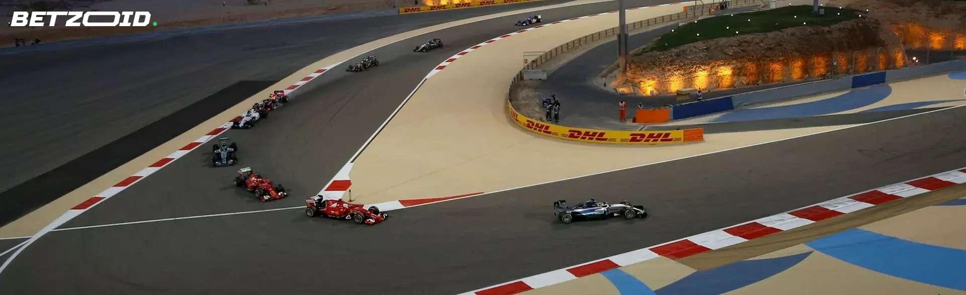 Formula 1 track with cars.