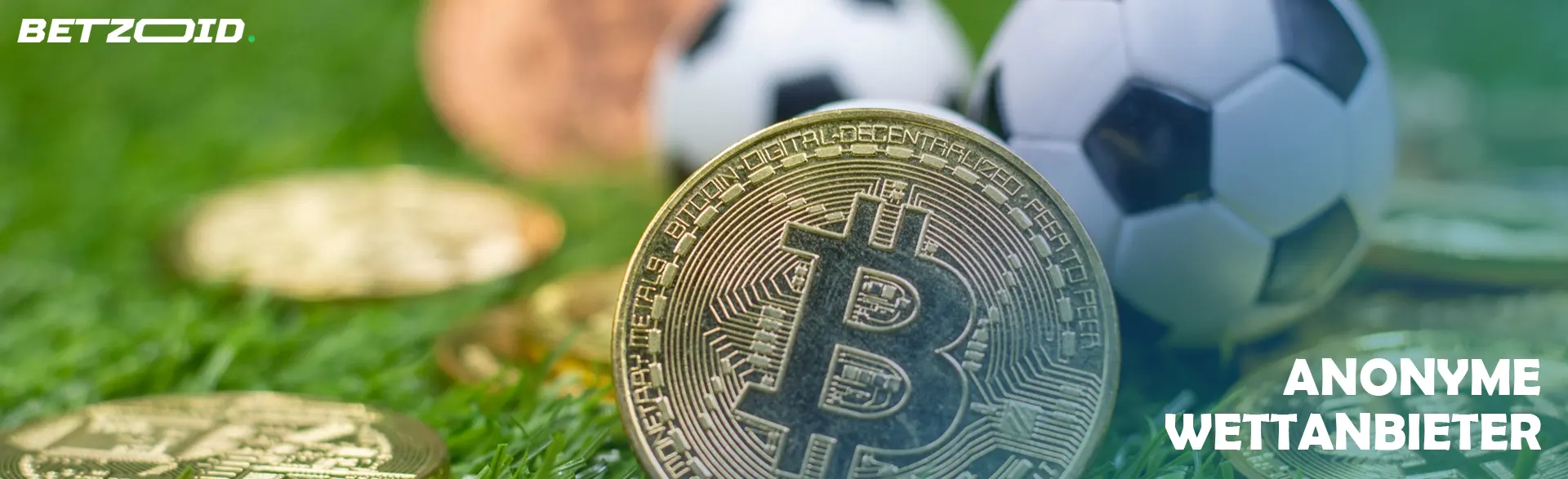 Eine Kryptowährungsmünze liegt neben einem Fußball.