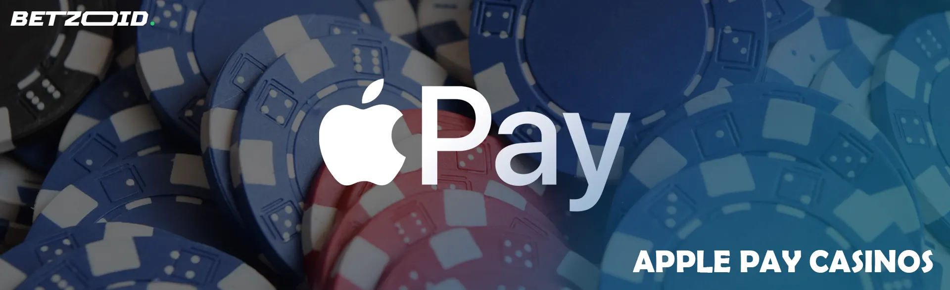 Apple Pay-Logo auf einem Hintergrund aus Pokerchips.