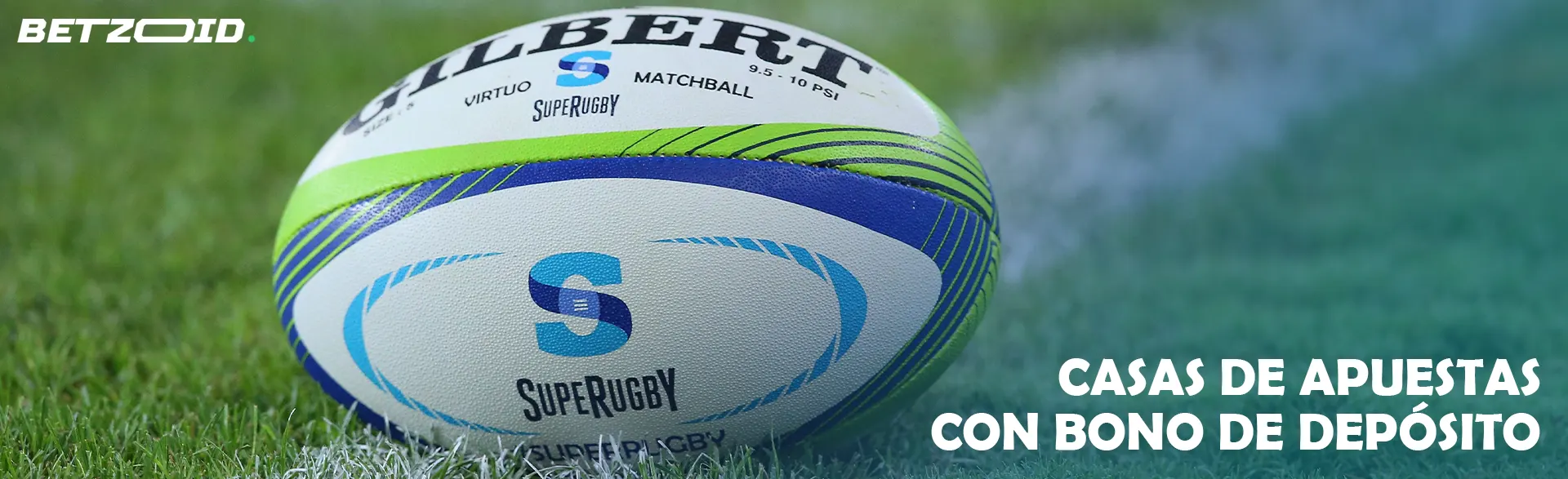 Un balón de rugby reposa sobre el césped.