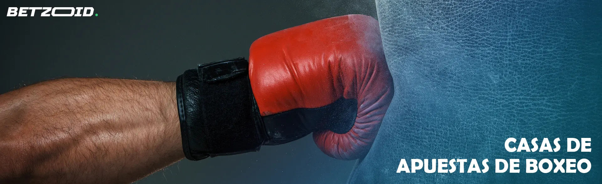 La mano de un boxeador golpea un saco de boxeo.