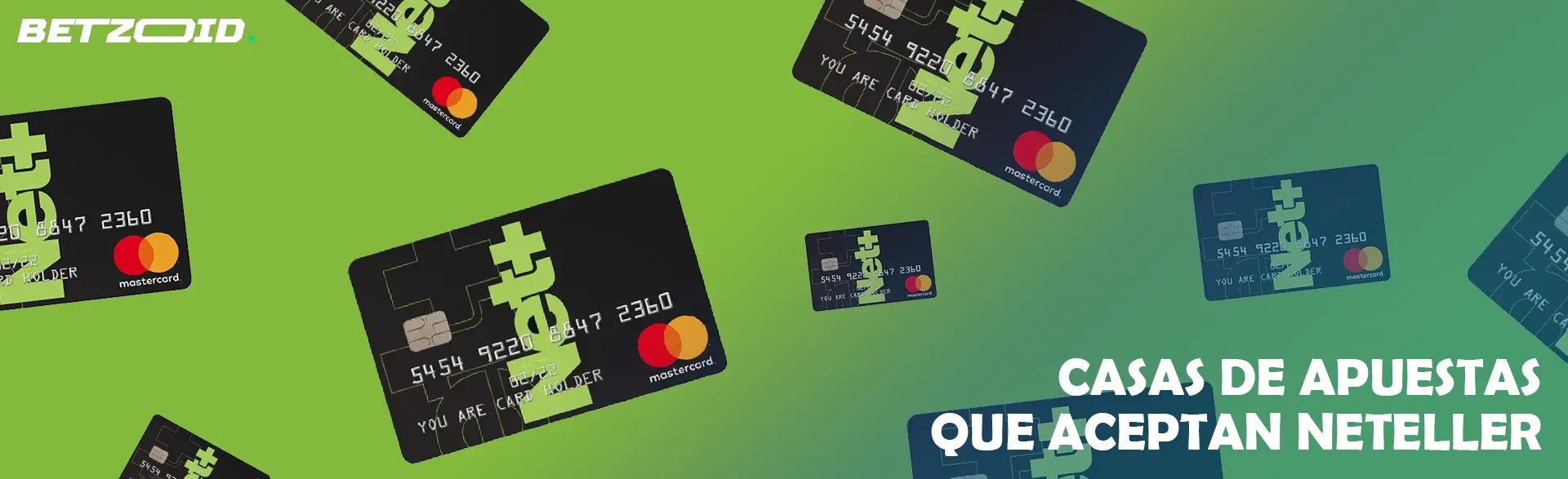 Tarjetas Neteller sobre fondo verde.