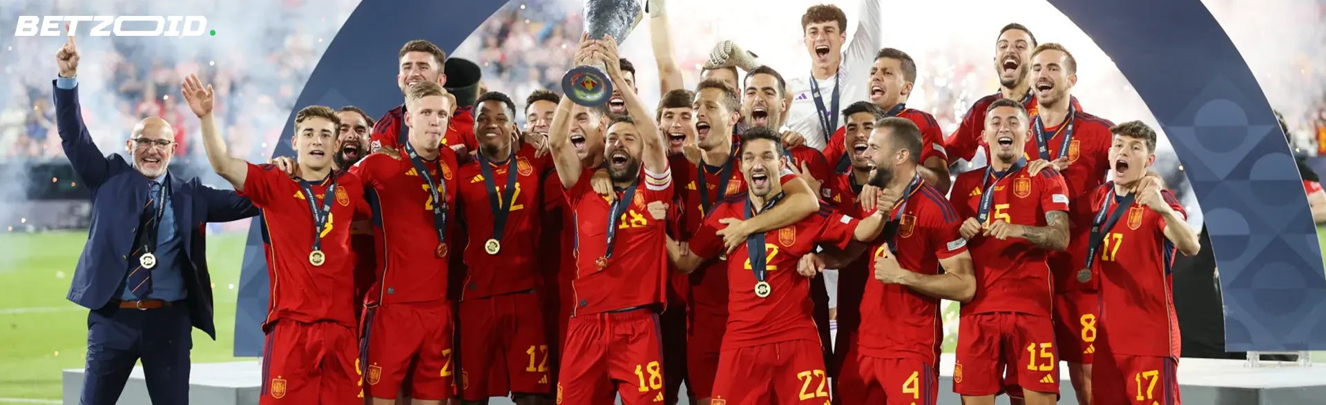 El equipo de fútbol celebra la victoria en mejores casas de apuestas fuera de España.