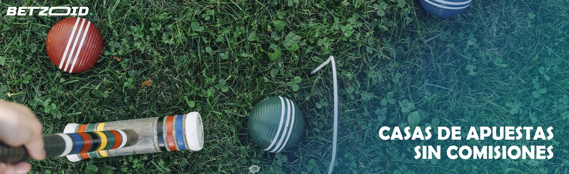Croquet en el césped con pelotas y un mazo.