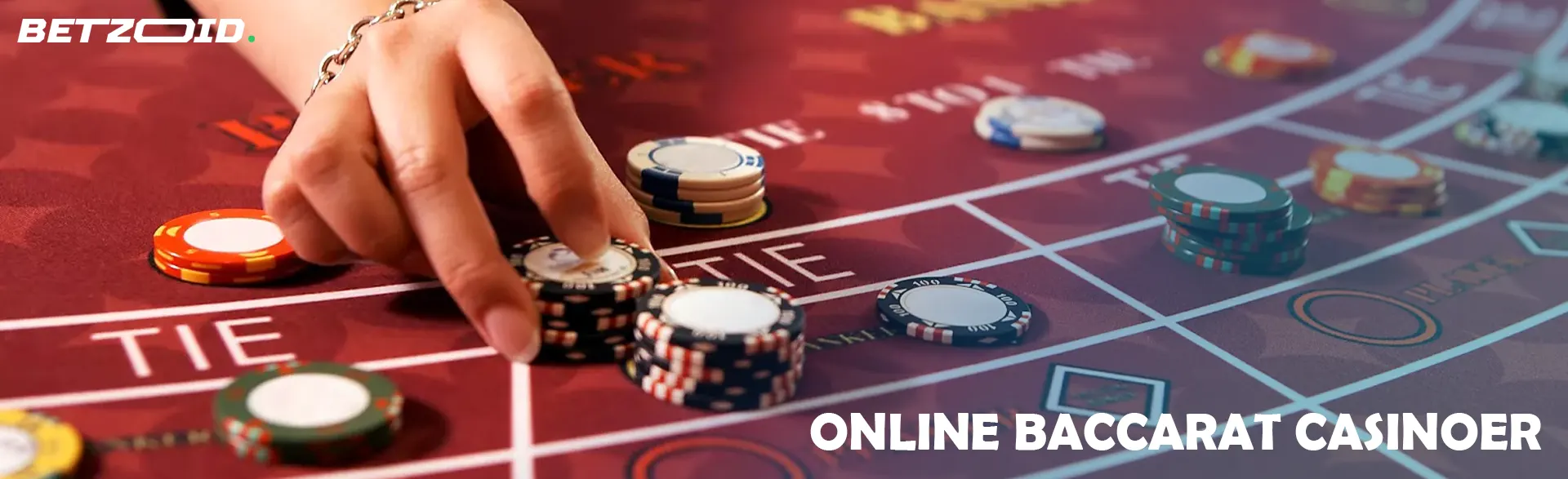 En spiller placerer chips på casinobordet.