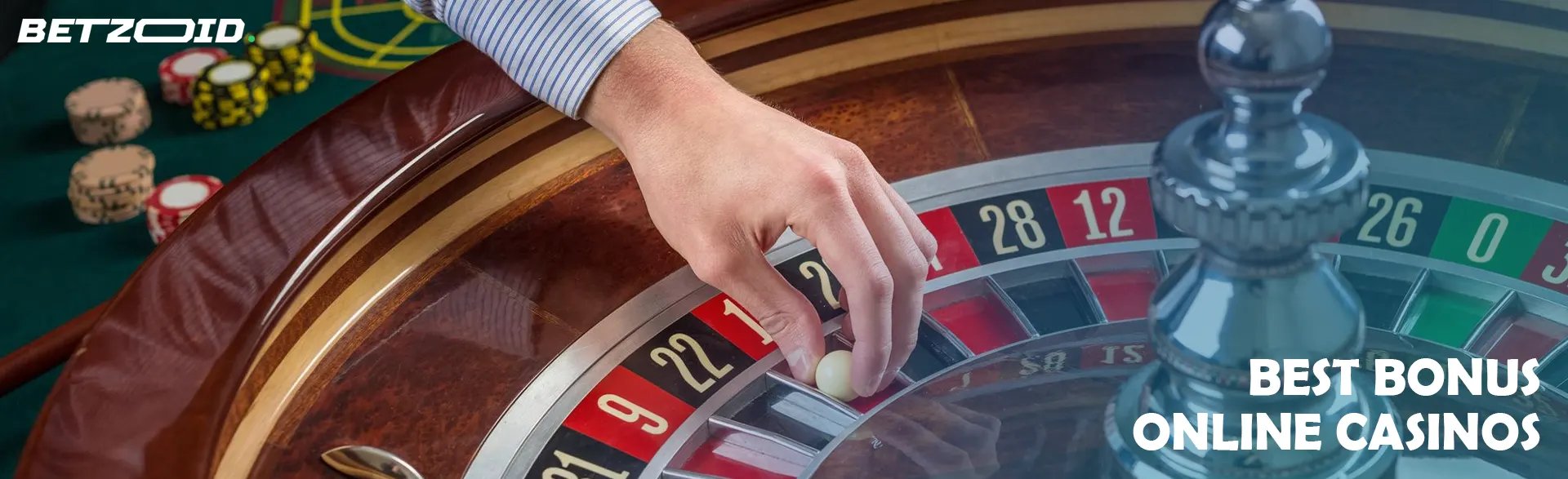The player puts the ball on the roulette wheel.