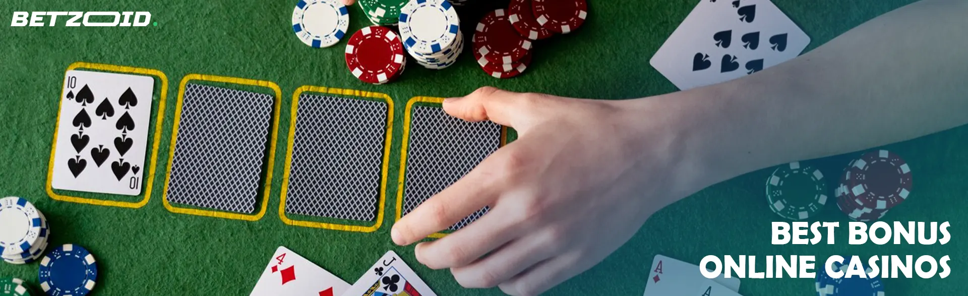 The player lays out the cards on the casino table.