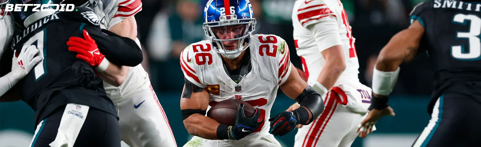 A football player in action, capturing the dynamic energy of the sport, which showcases the best online football betting sites in Canada for fans and bettors.