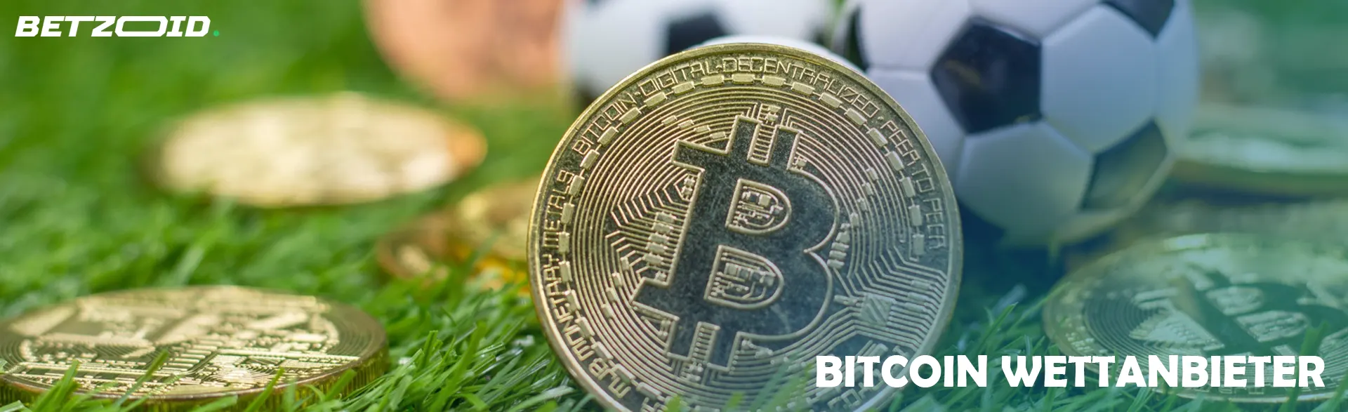Bitcoin-Münze neben einem Fußball.