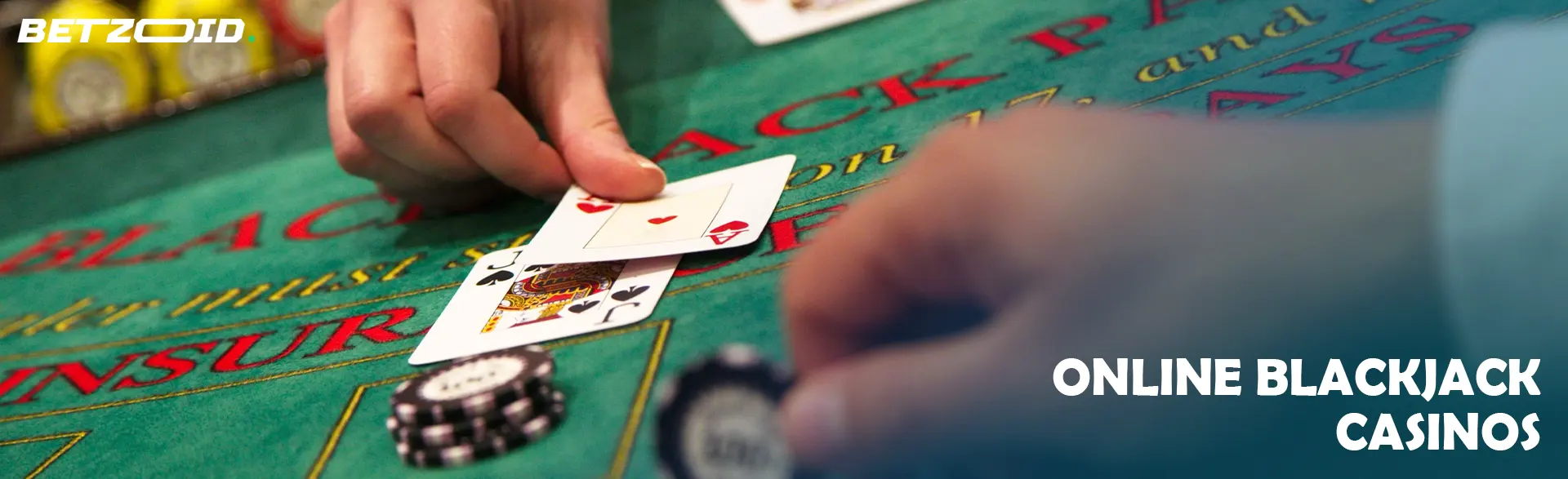 The player places the cards on the blackjack table.