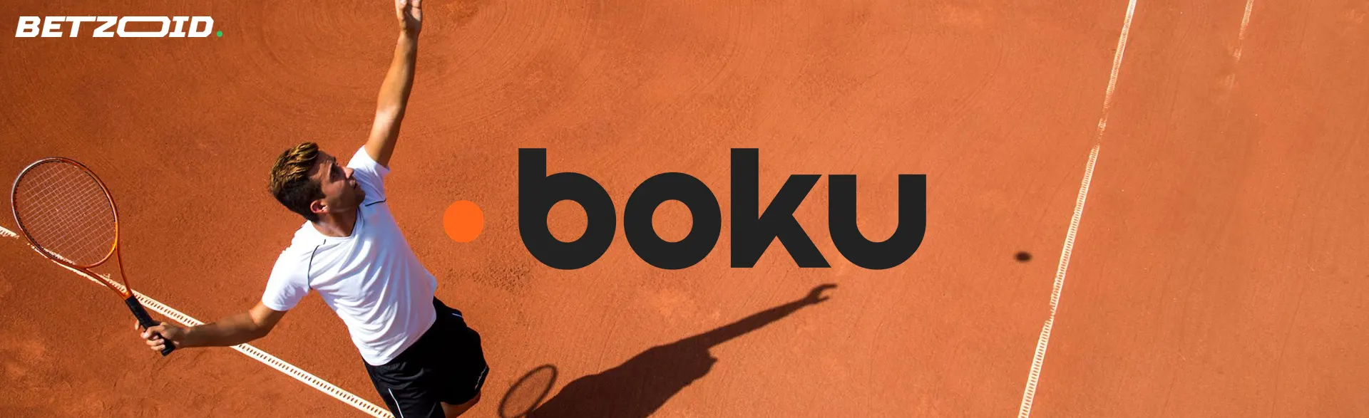 Boku logo on the background of a tennis player hitting the ball.