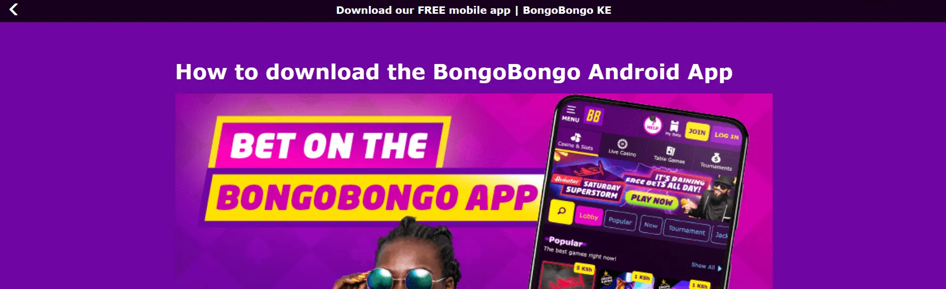 Review of the mobile application from the betting site Bongobongo.