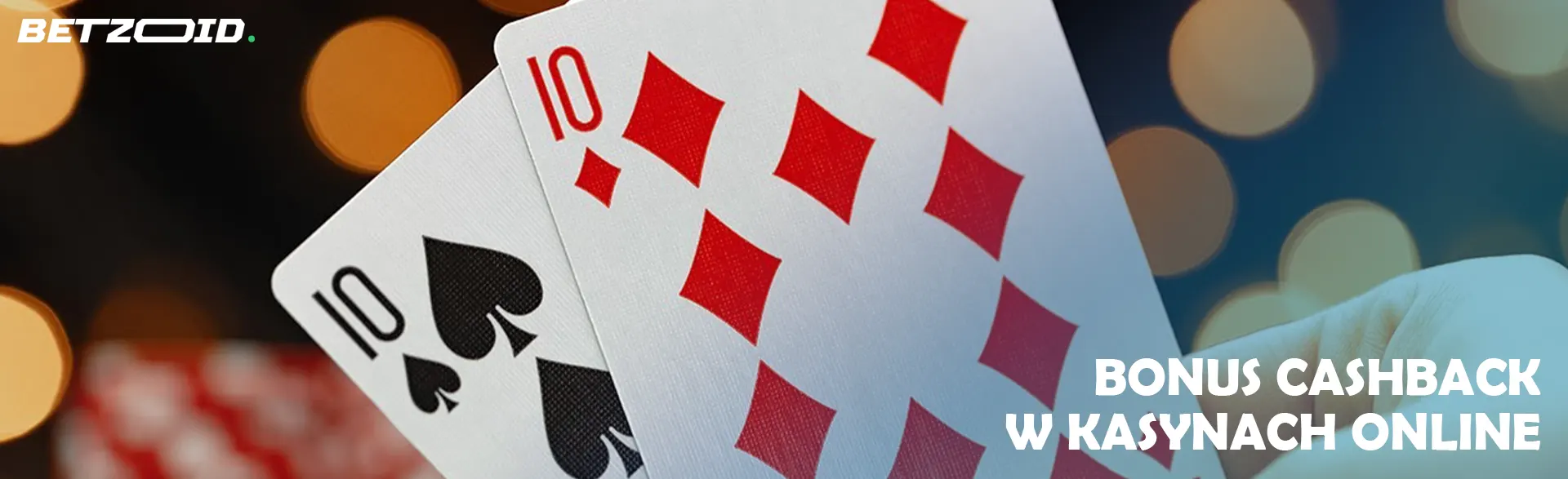 Dwie karty na tle świateł kasyna.