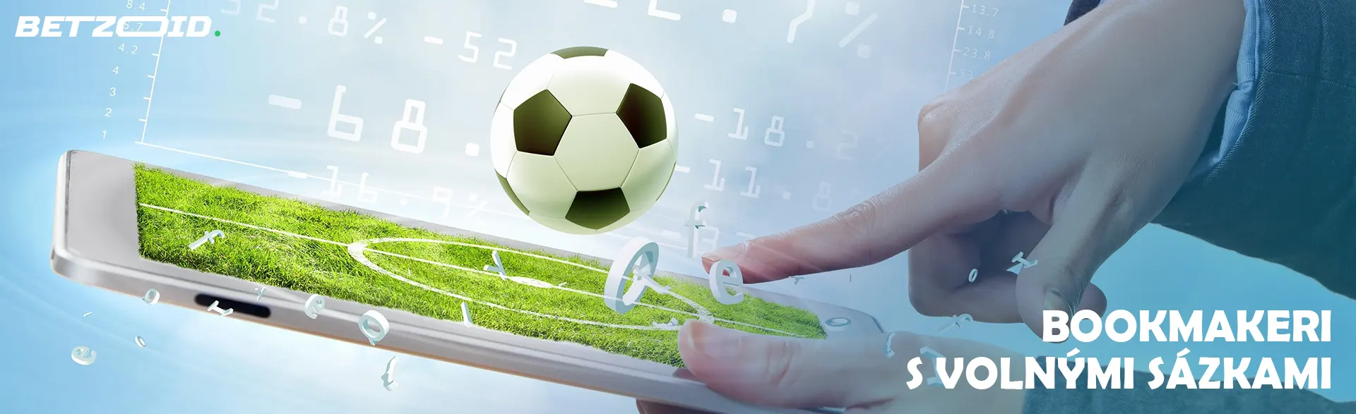 Fotbalový míč a smartphone na pozadí statistik.