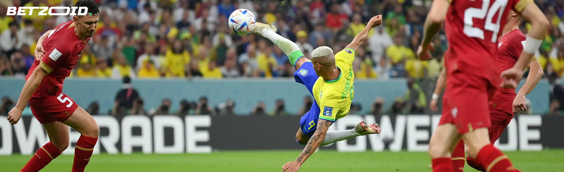 Soccer players in action during a match.