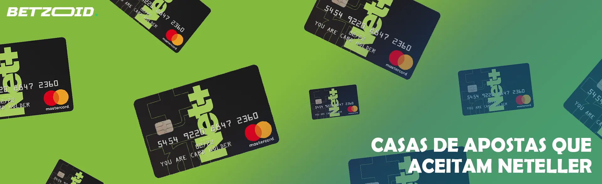 Cartões Neteller sobre um fundo verde.