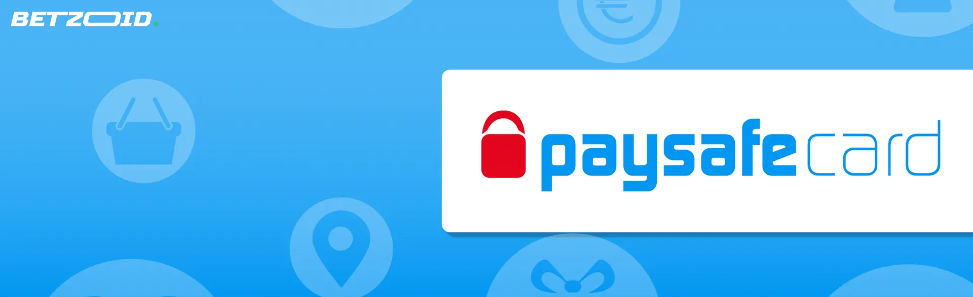 Logo Paysafecard na modrém pozadí.