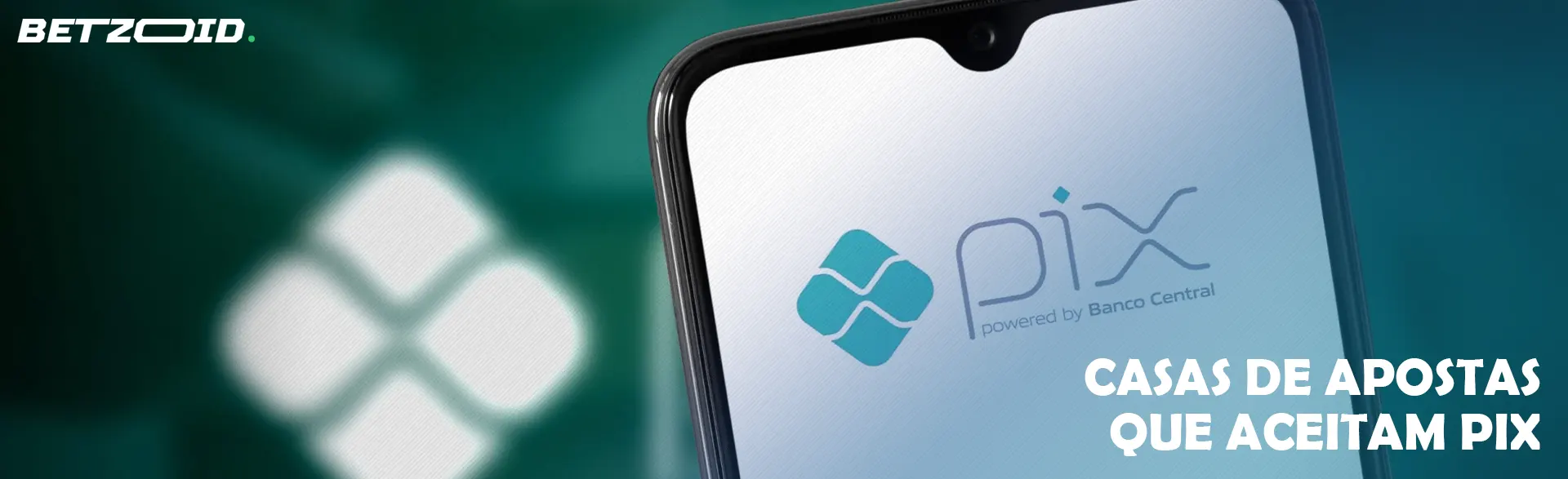 Um smartphone com o logo do Pix na tela.