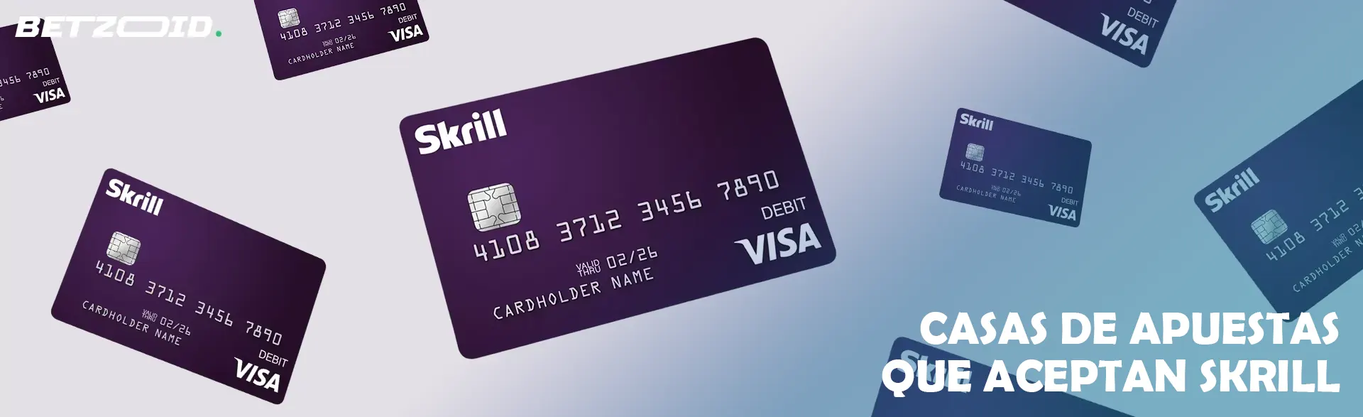 Tarjetas de Skrill sobre un fondo claro.