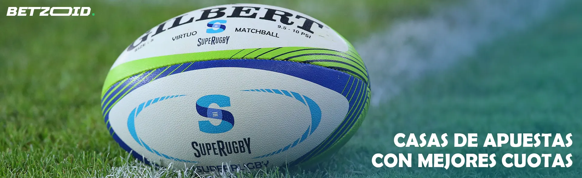 La pelota de rugby yace sobre el césped.