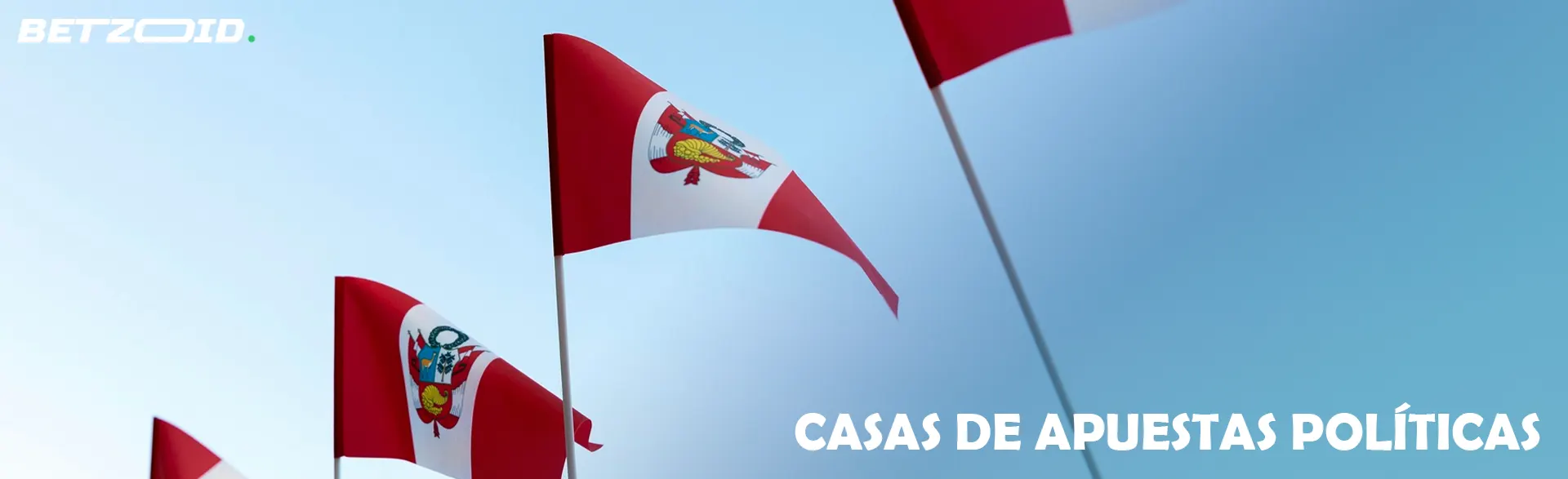 Banderas del Perú sobre un fondo de cielo.