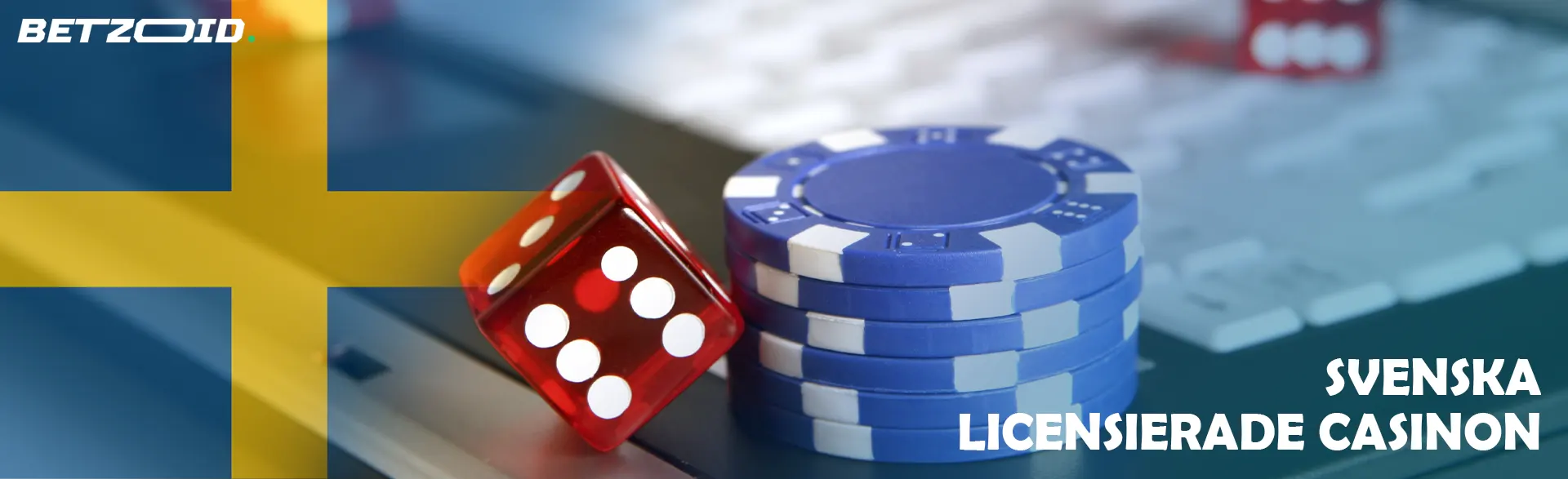 Speltärningar och spelmarker finns på tangentbordet bredvid den svenska flaggan.