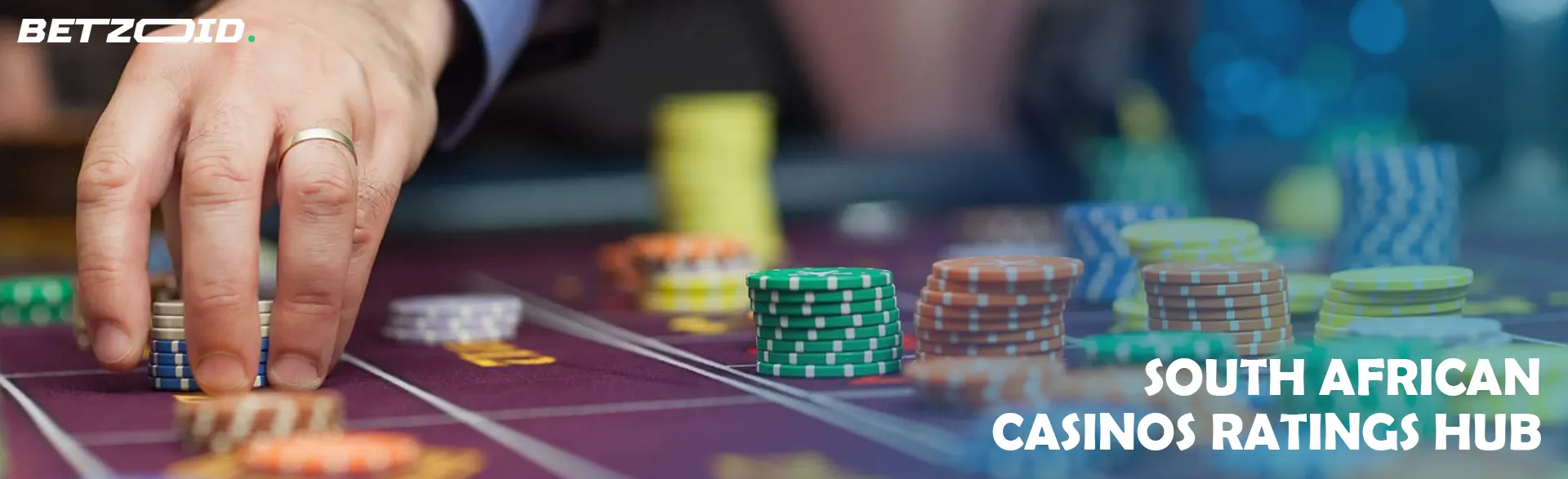 The player places chips on the casino table.