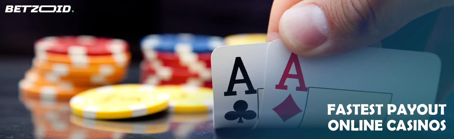 The player shows cards on the background of casino chips.