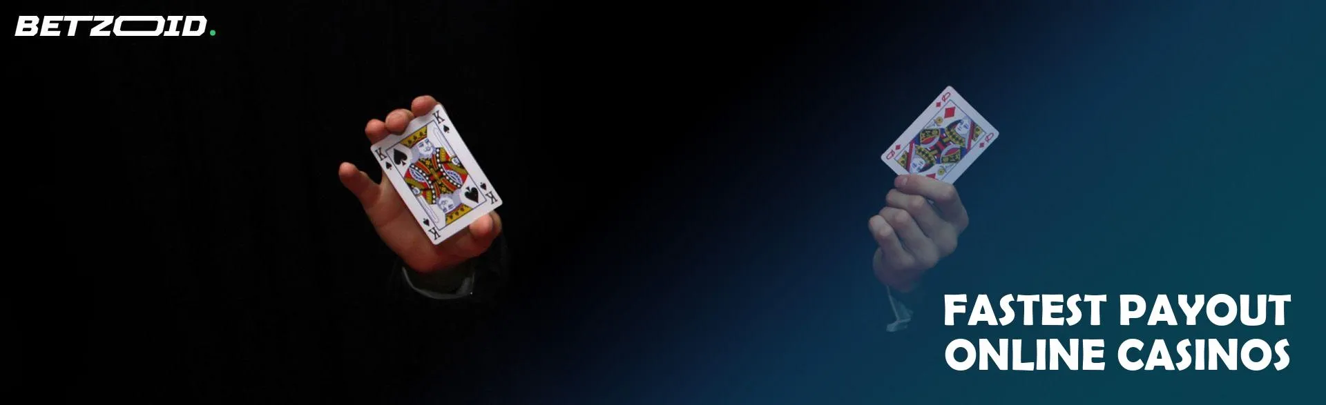 Man shows two cards on a dark background.