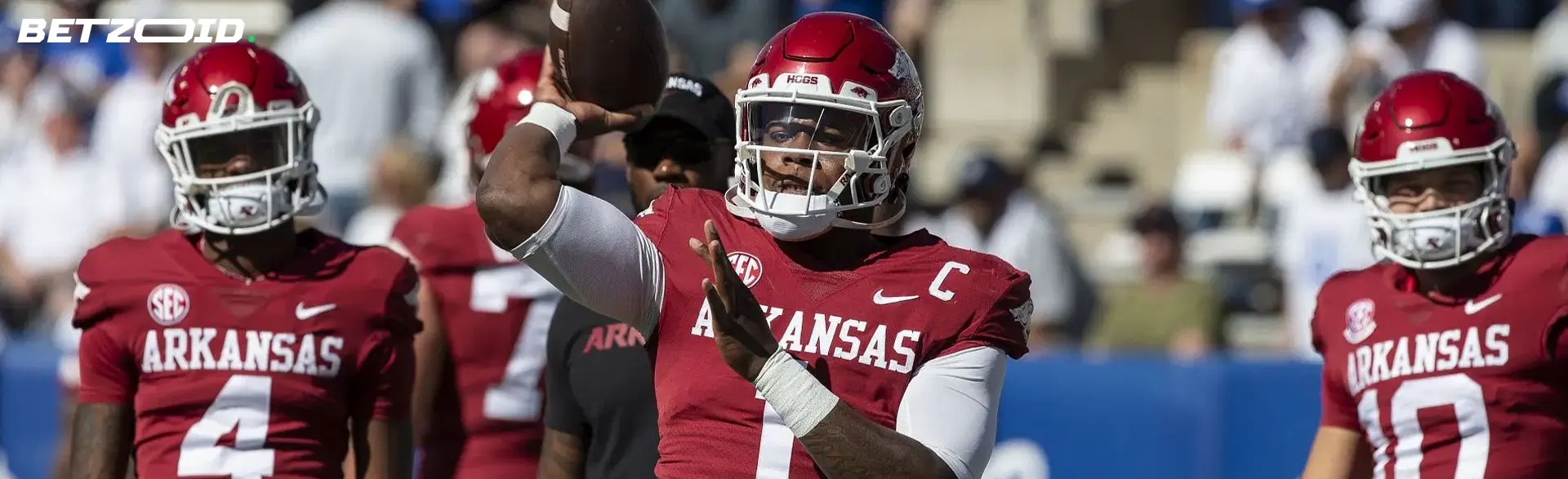 American football players in action during a match.