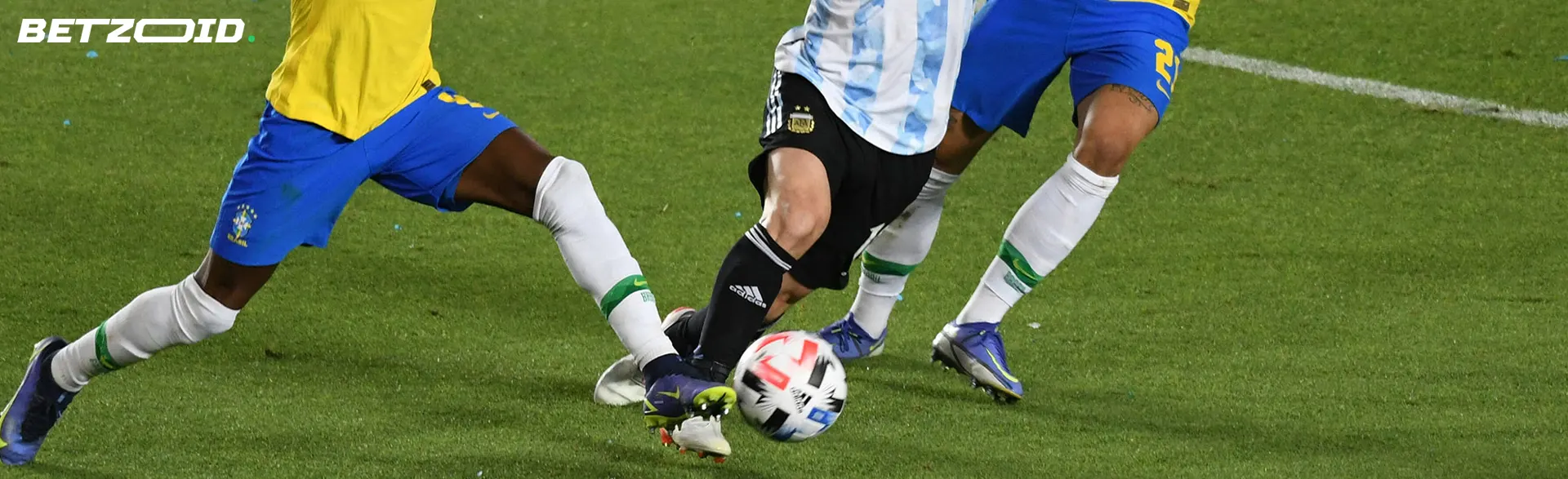 Soccer players in action during a match.