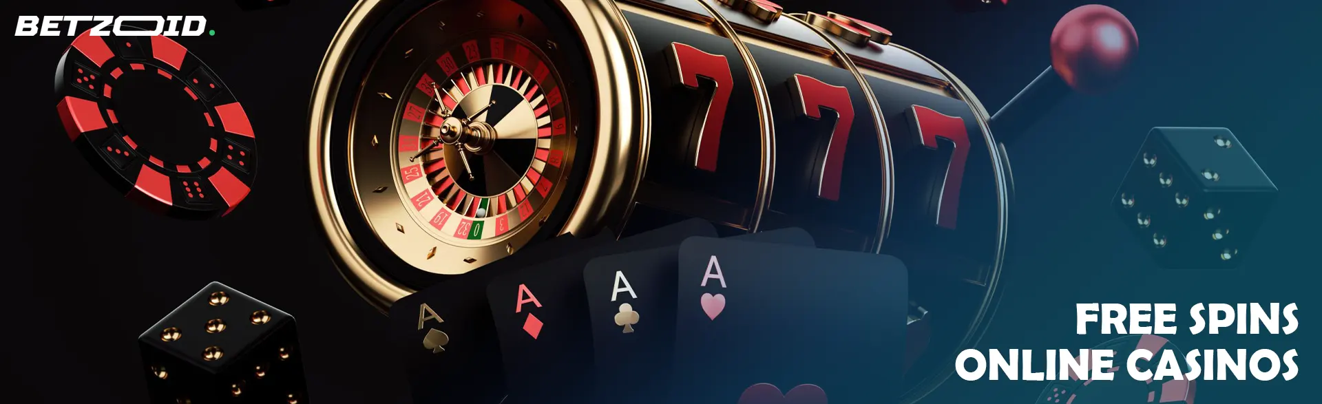 Dice and casino chips around the virtual slot machine.