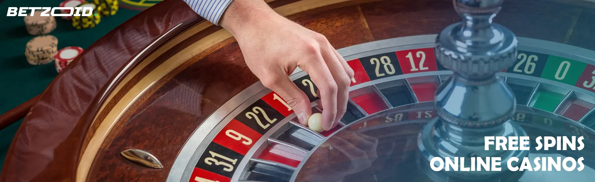 The player places the ball on the roulette wheel.
