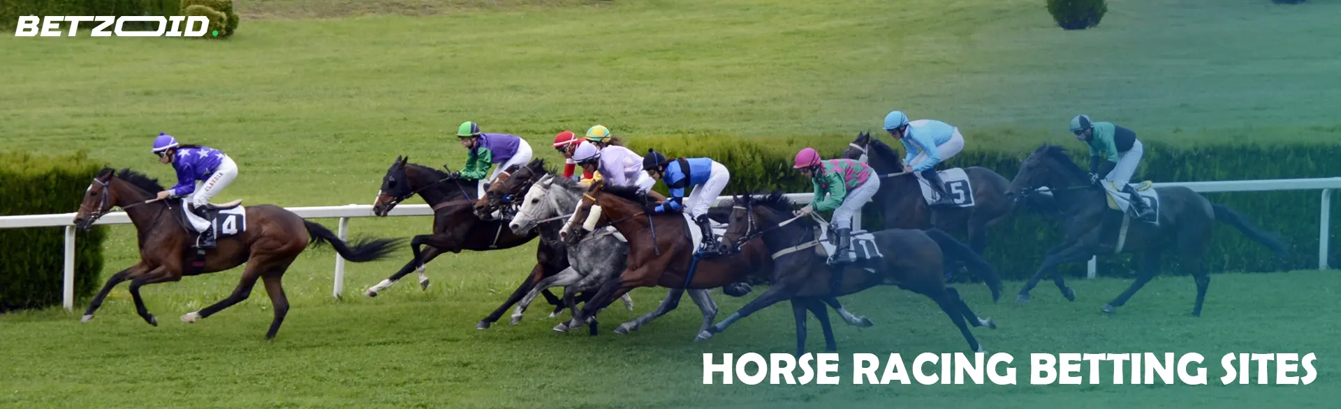 Jockeys on horses during horse races.