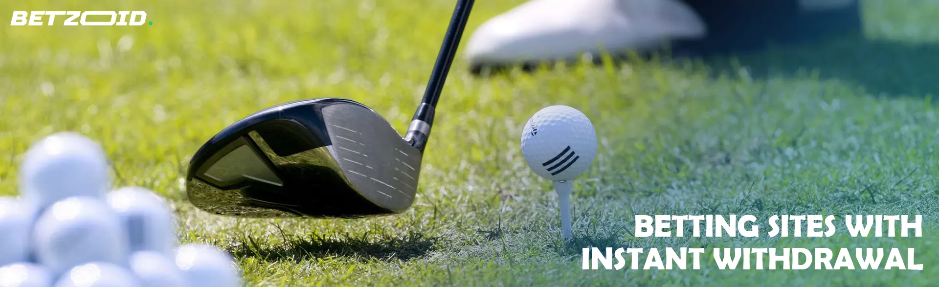 A golfer prepares to make a shot.