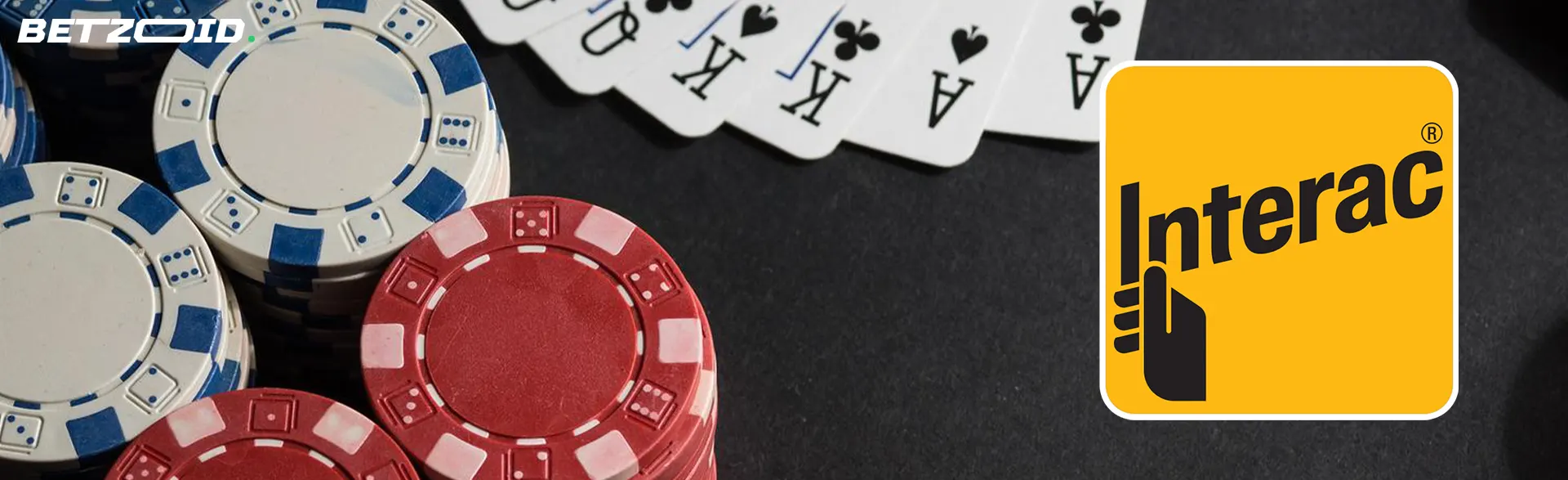 Chips and cards next to the logo Interac.