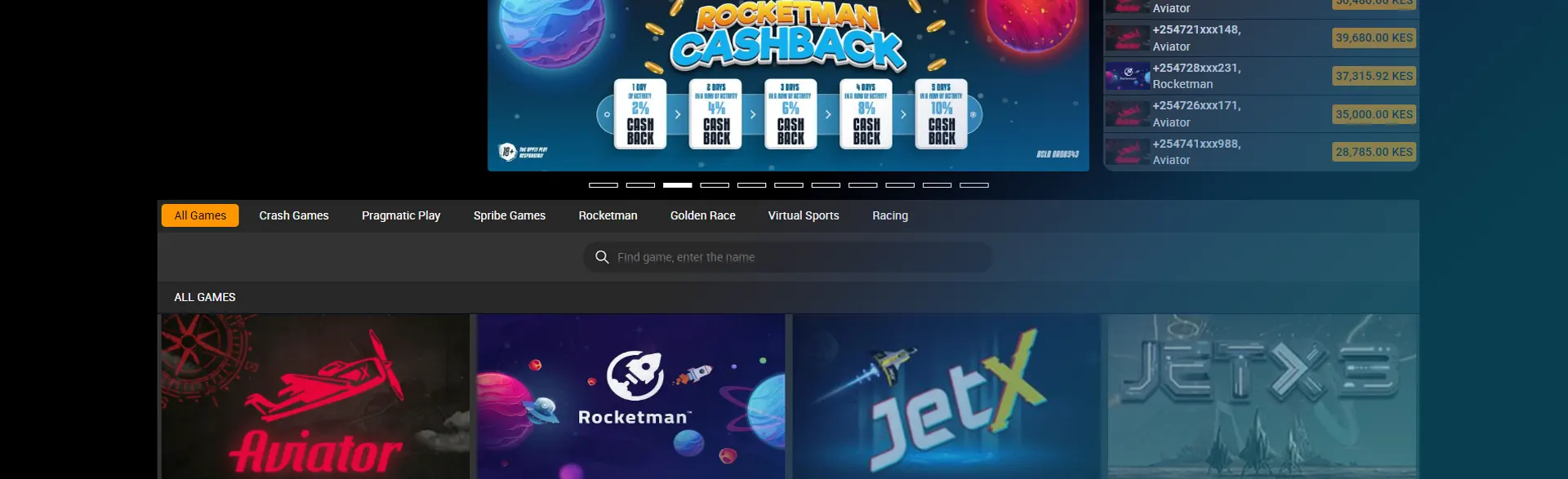 Overview of virtual games on the Kilibet betting site.