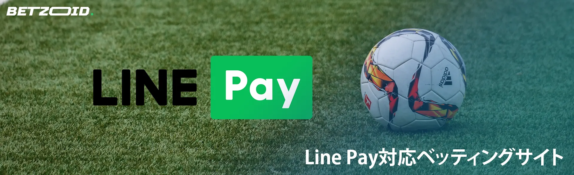 サッカー ボールの横にある Line Pay のロゴ。