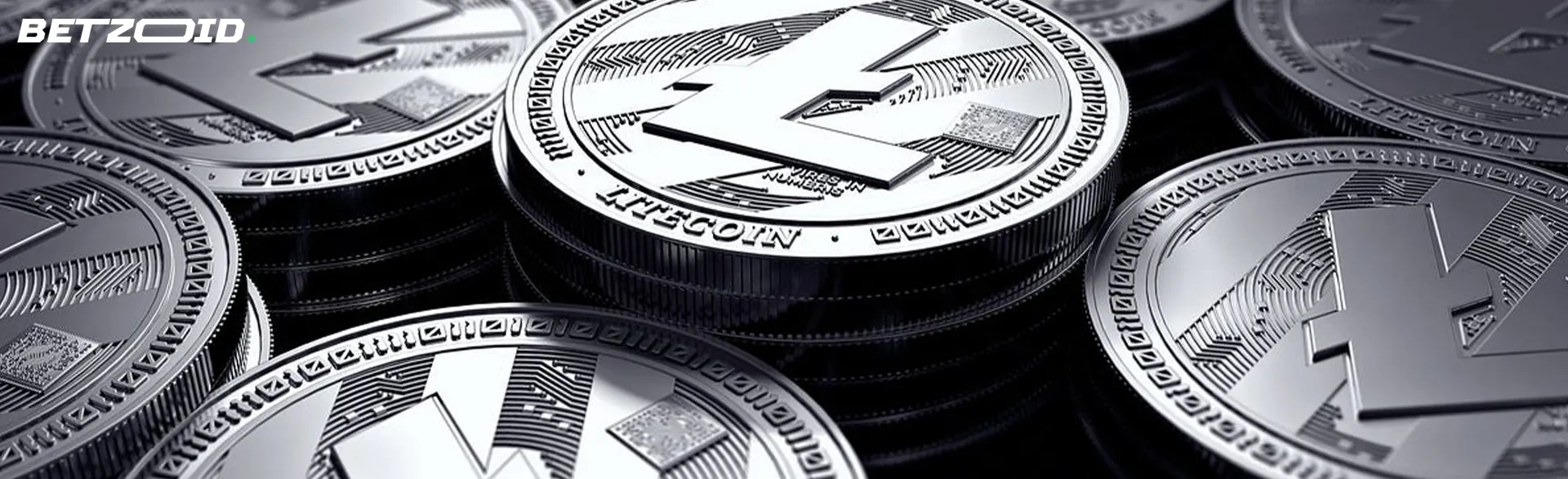 Silver coins of the cryptocurrency Litecoin.