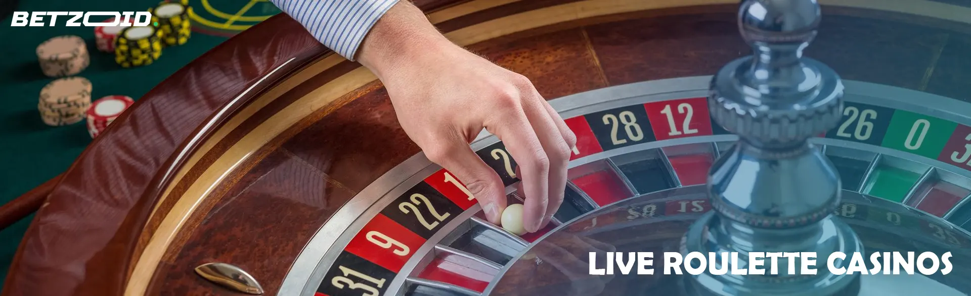 The player puts the ball on the roulette wheel.