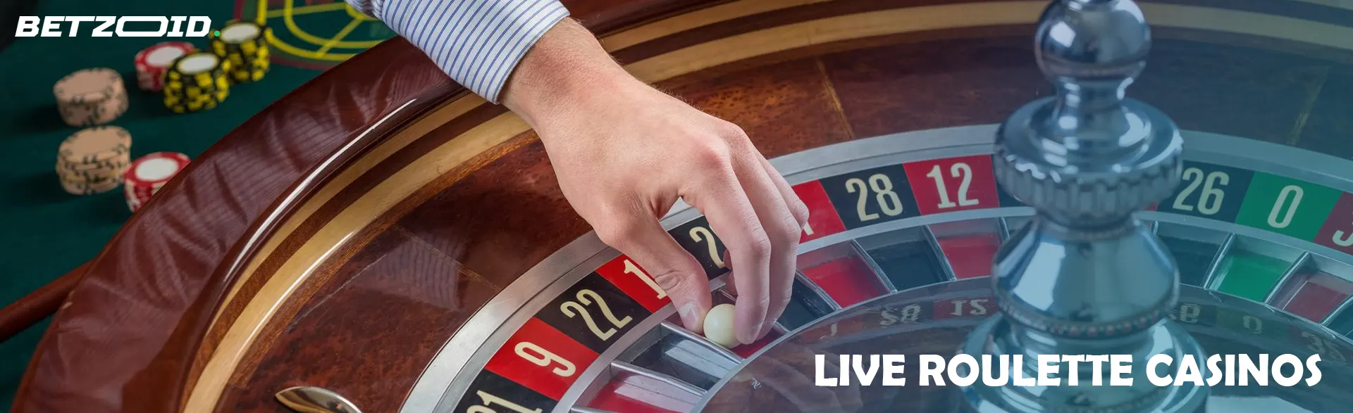 The player puts the ball on the roulette wheel.