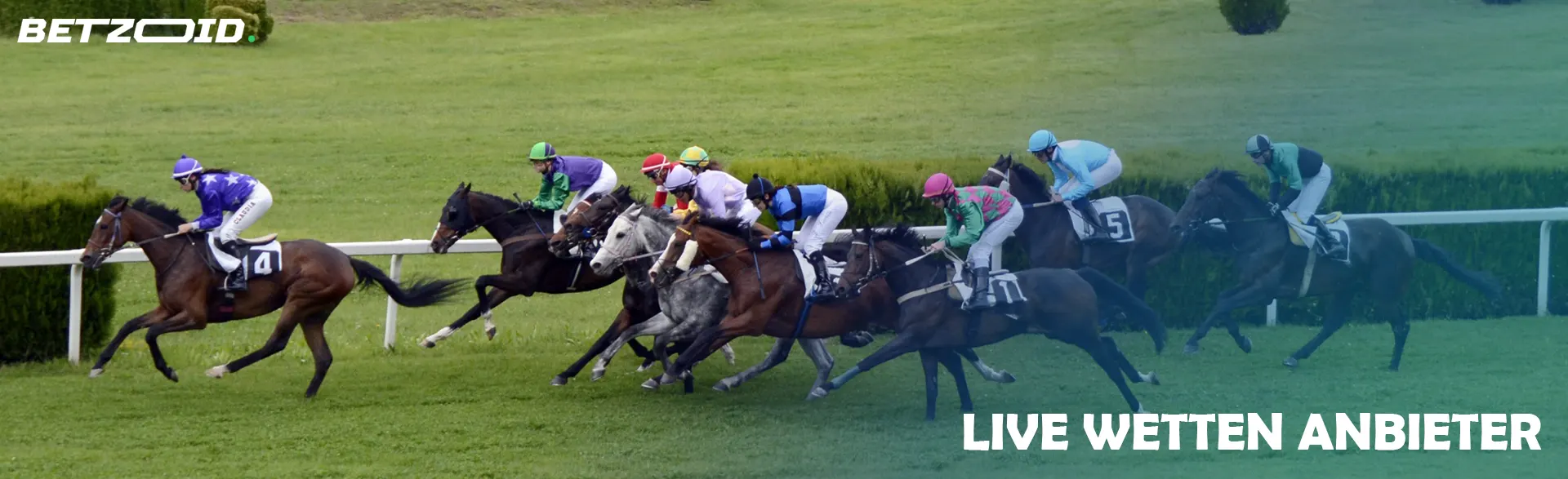 Jockeys auf Pferden bei Pferderennen.