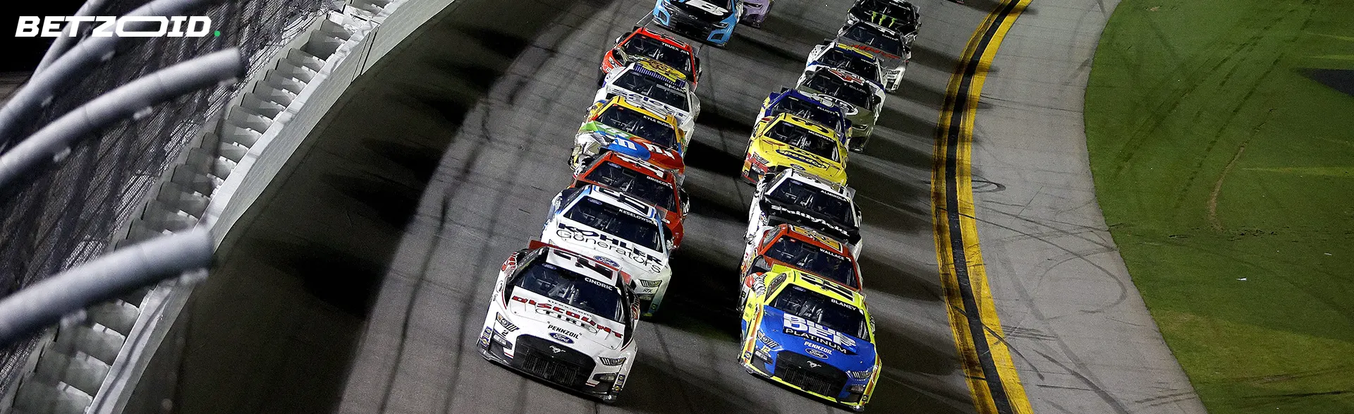Racing cars on the track during the race.