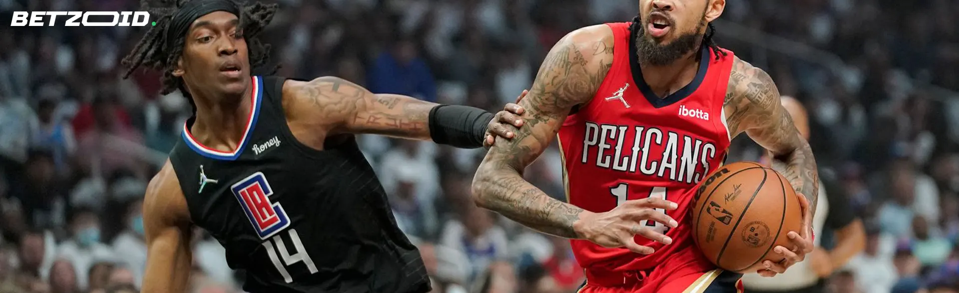 Basketball players in action during a match.