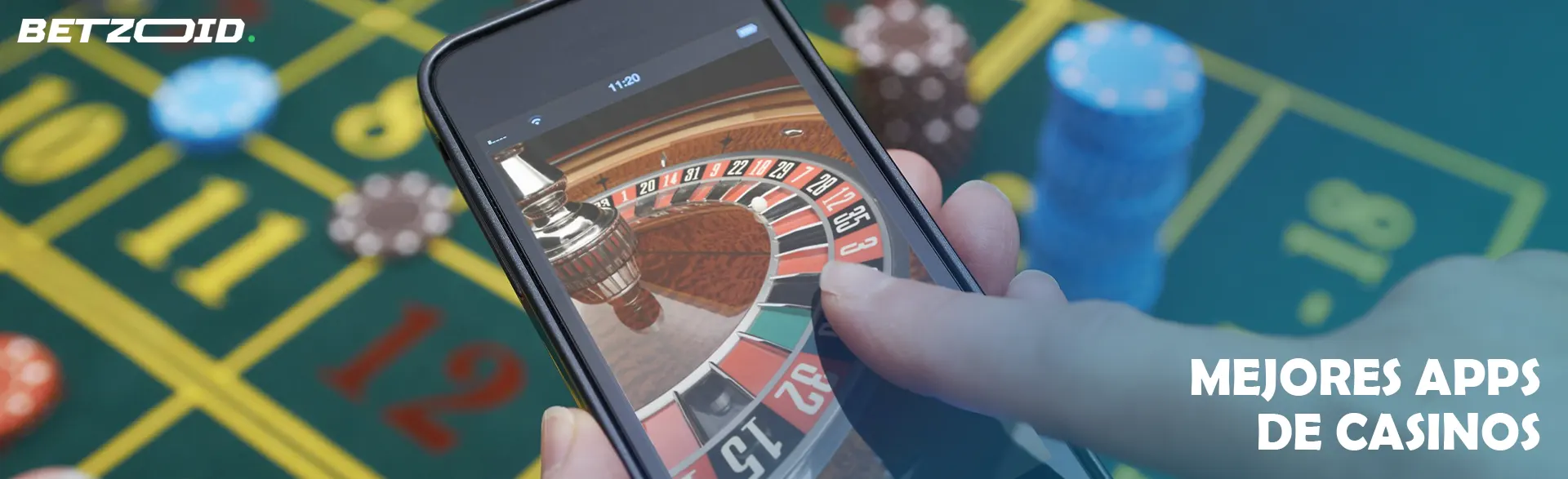 Un teléfono inteligente con una aplicación de casino en ruleta.