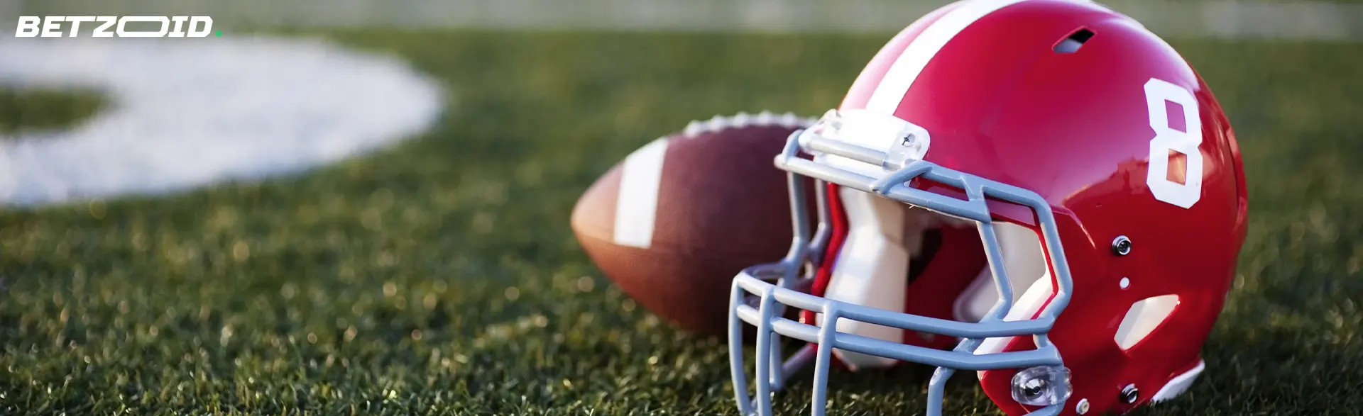 American football helmet and ball.