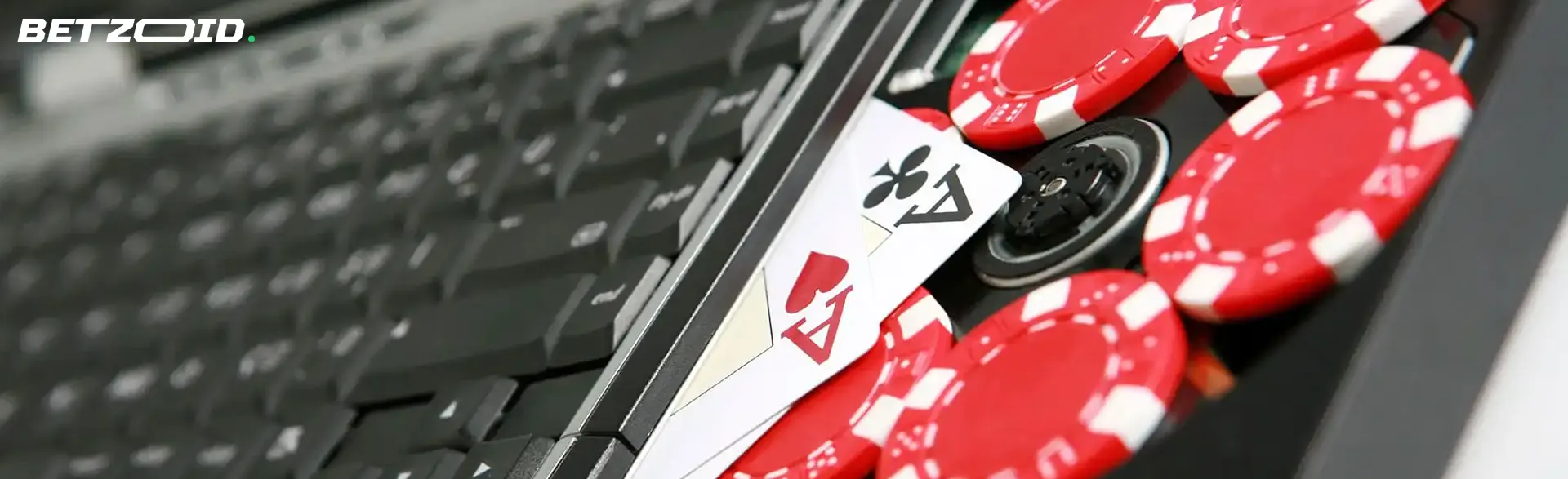 Casino cards and chips in the laptop's drive.